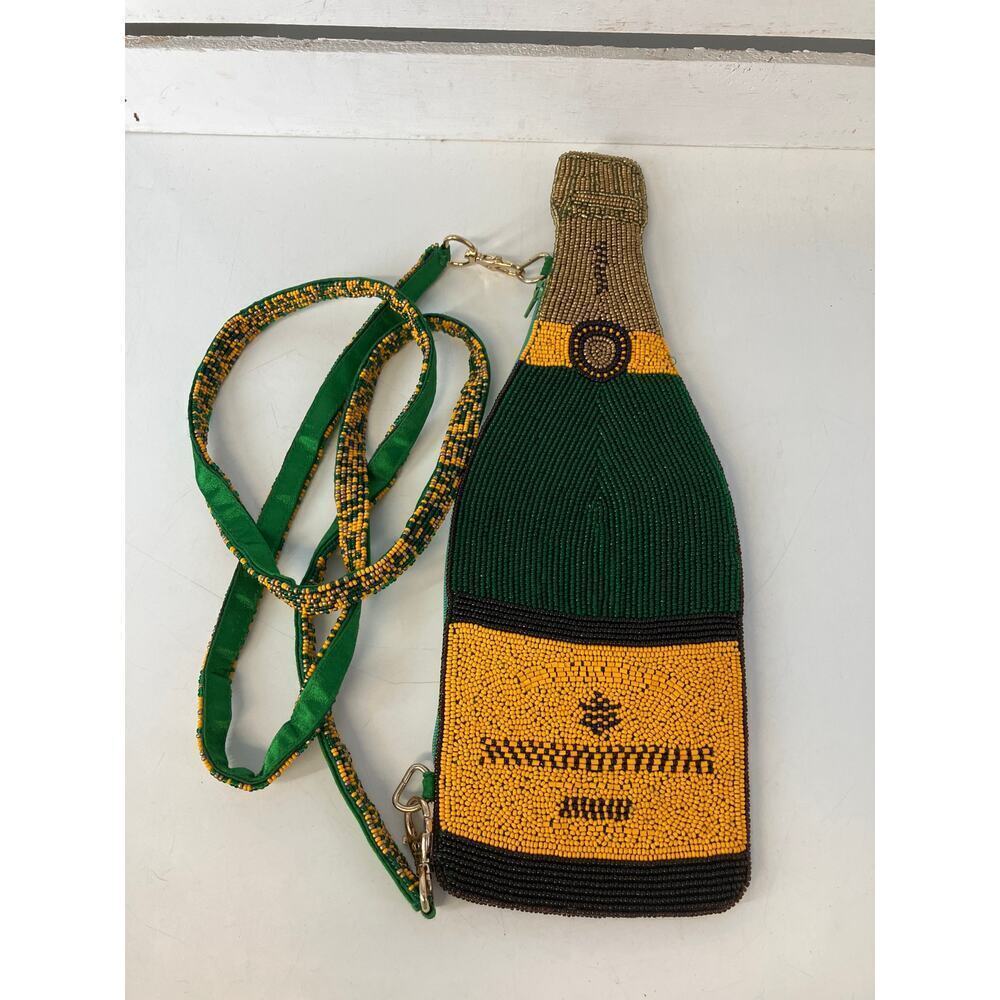 TIANA SMALL GREEN, YELLOW SEED BEAD BOTTLE CROSSBODY BAG